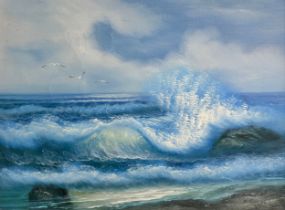 Schubert (Contemporary), Seascape and Seagulls oil on canvas. Signed ‘Schubert’ to lower right and