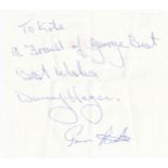 George Best, autograph hand-written notes signed by Manchester United & Northern Ireland legend