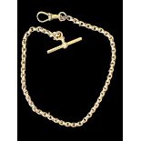 An Albert link chain, stamped 9ct gold. Weight 14.23g. The chain is not complete - the lobster