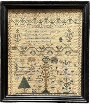 Early 19th Century Embroidery Sampler by Ann Broom 1826. Floral and plant design with alphabet to