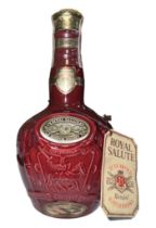 Chivas Royal Salute 21 Year Old Ruby Decanter (by Wade) Blended Whisky. Sealed with ruby velvet