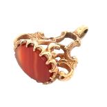 A 9ct gold hallmarked agate fob. Weight 5.03g. Minor scratches on agate, otherwise in very good