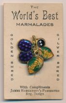 Robertson's pre-war Bramble fruit badge on card. Enamel and card in good condition.