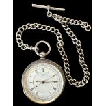 A silver 'Centre Seconds Improved Chronograph' open face pocket watch, No. 71915. White enamel