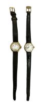 Pair of ladies wristwatches with 9ct gold Summit quartz with leather strap in case and Oris Trio