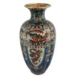 Oriental/Japanese Copper / Bronze Cloisonne or similar enameled vase, unusual style, 46cm in height.