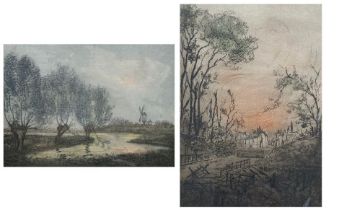 Paul Mansard (French, Early 20th Century), Pair of First World War era aquatint landscape