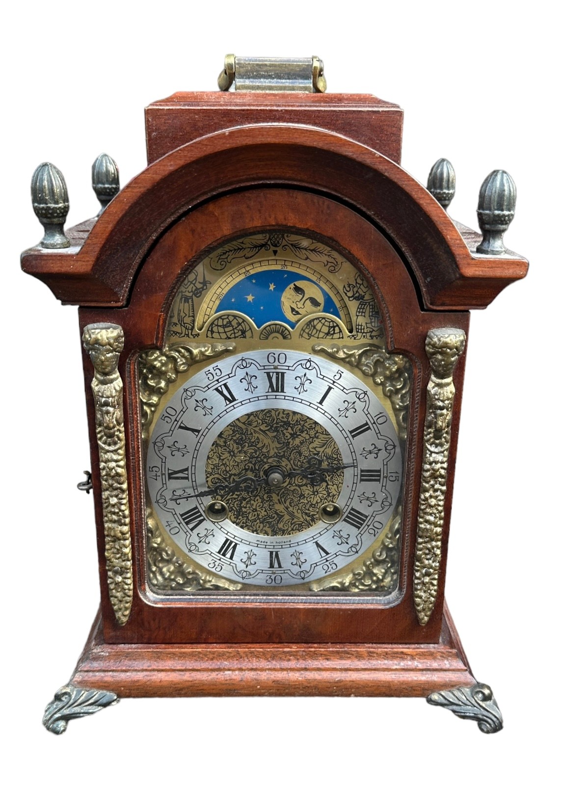 A collection of five wooden mantle clocks, with one Dutch clock by Franz Hermle, The "Greenwich" - Image 3 of 6