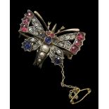 A late Victorian butterfly brooch which can also be worn as a pendant. The butterfly has 3 split
