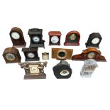 A collection of 16 various clocks plus parts, with one by the Colonial Clock Co., one by Europa, a