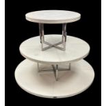 Fendi, set of three contemporary Fendi stacking tables, white crocodile skin effect finish