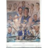 A signed "Born Champions" print. Signed by the artist Stephen Doig and Olympic gold medalists Sir