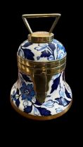 Taylor Tunnicliffe, Victorian Taylor Tunnicliffe bell shaped Ceramic Biscuit Barrel in Blue and