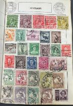 World childhood stamp collection in three albums / stockbooks, to include; Australia, Belgium,