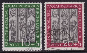 West Germany 1951 700th Anniversary of St. Mary`s Church set of two (SG 1065-1066), U, Cat Val £210