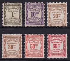 France 1908-25 Postage Dues set (SG D348-D353), M, Cat Val £580. Most of the stamps are heavily