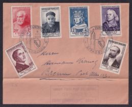 France 1954 National Relief Fund (SG 1215-1220) Used on Cover, Cat Val £200+. The cover has a