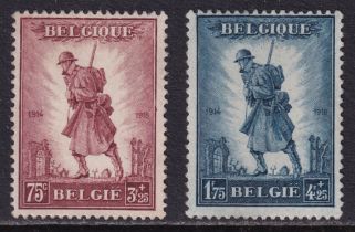 Belgium 1932 Infantry Memorial set (SG 618-619) UM, Cat Val £200