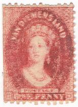 Australian States (Tasmania) – Tasmania 1863-71 QV 1d Dull Vermillion with Double Print Variety,