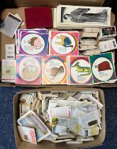 Trade card collection in two boxes with mixed range of banded sets and parts sets, condition appears