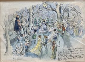 Watercolour on paper scene from The Little White Bird by J. M. Barrie, originally illustrated by