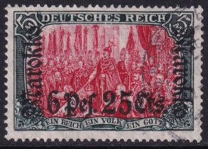 German Post Offices in Morocco 1911-18 6p.25c on 5m Carmine and Black (SG 63), Used, Cat Val £475