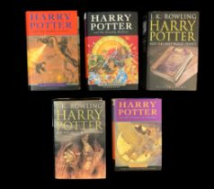 ROWLING, J. K. Range of five Harry Potter hardback novels by J. K. Rowling (some First Edition)