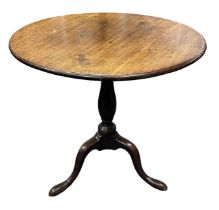 Late 18th Century mahogany tripod table, height 72cm, top 75x74cm.