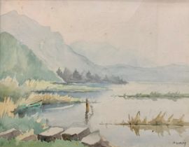 Paul Guelpa (French, 1897-1995), signed watercolour French landscape on paper. Signed lower right,