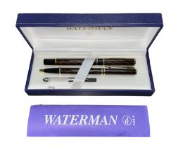 Waterman Paris, a pair of Waterman pens in Waterman Paris presentation box, brown, fountain and