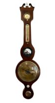 A Scottish mahogany wheel barometer by B. Corti, Glasgow, with a register plate, small convex