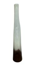 Speckled glass tall vase, round base with brown into cream transitioning pattern. Unsigned. 44.5cm