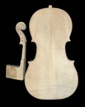 A wooden cello mould?/Unfinished cello - With the pegbox, neck and main body. Buyer must collect