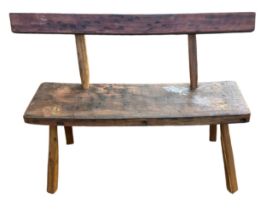 Rustic Hungarian wooden bench. W100cm x H83cm.
