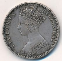 1849 "Godless" florin good fine.