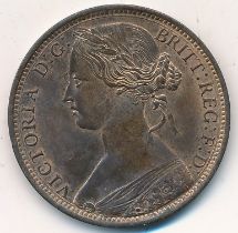 Queen Victoria 1861 penny, about uncirculated, near full lustre.