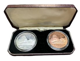 Apollo 8 Journey Round the Moon silver/copper medal twin set, in presentation case with