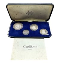 1969 Prince Charles Investiture cased set of four Britannia silver medals (sizes approximating to