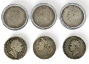 Collection of George III/IV half crowns (6), fair to fine with 1818, 1823, 1825, 1829, 1836 and