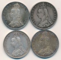 Range of double florins (4), fine to very fine with 1887 (2) and 1889 (2).