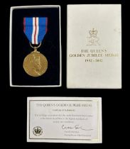 Queen Elizabeth II – The Queen’s Golden Jubilee Medal 1952-2002, boxed with Certificate of