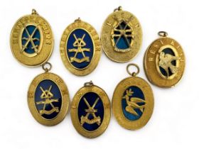 Selection of seven masonic collar jewels to include; Essex Assistant Grand Sword Bearer (x2),