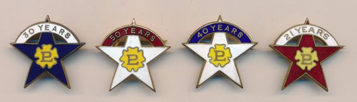 Primrose League Service Star Badges Badges 4 in total 21 Years Red Star, 30 Years Blue Star, 40