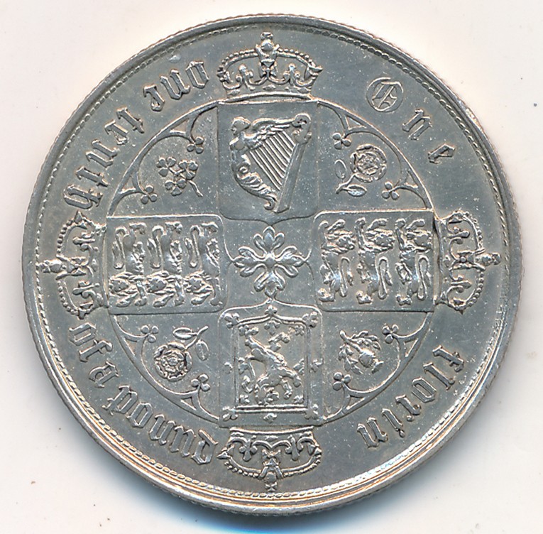 Queen Victoria 1855 Gothic florin - Image 2 of 2