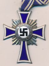 Germany – Second World War silver Cross of Honour of the German Mother, with ribbon, dated 16