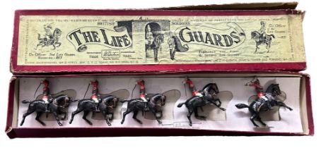 Britains pre war Life Guards No. 1, mounted (5), generally good plus to good in good maroon green