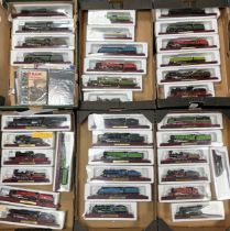 Atlas Editions 1/1OOth approx. scale display only locomotives with tenders, generally mint to