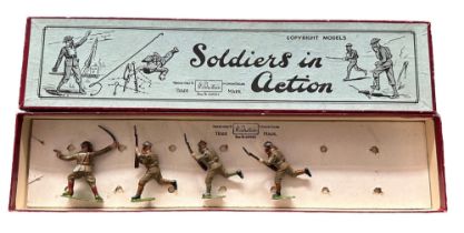 1940s Britains British Infantry in Action No. 1613, part-complete set 4 foot, generally excellent to