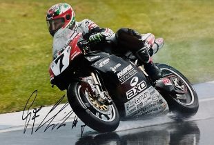 Framed signed Pierfrancesco Chili picture. Chili is a former motorcycle racer who competed in the