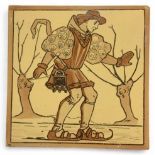 Copeland, late 19th Century single medieval pursuits ‘ Ice Skating ‘ tile. Small chip to upper right